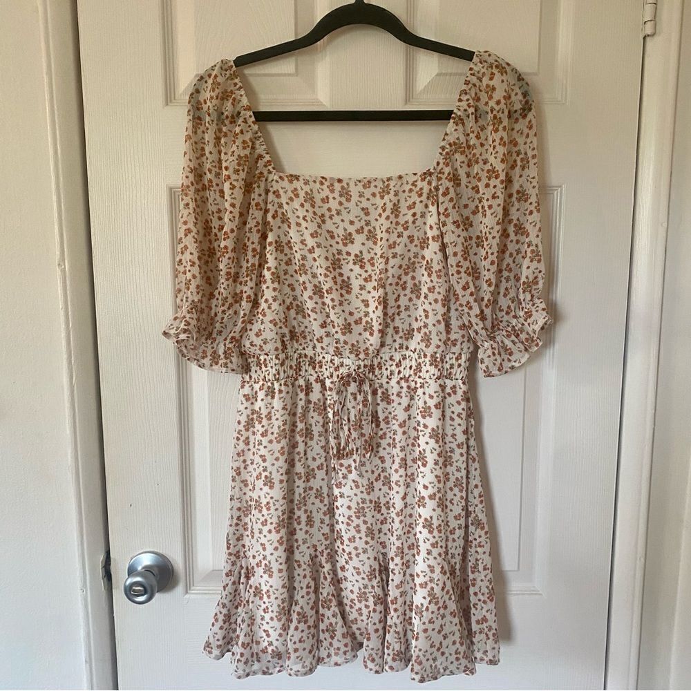 Floral Puff Sleeve Ruffle Dress